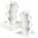 Set de 6 tasses  caf en porcelaine et 6 soucoupes - 220 ml - avec soucoupe - tasses  caf  parois ...