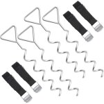 Set d'ancrage pour trampoline, lot de 4, ancrage au sol, piquets d'ancrage spiral�s, 4 sardines et 4 ...