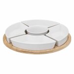Set aperitif bambou rond 6 pieces blanc