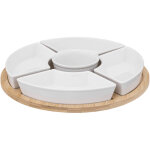 Set aperitif bambou rond 6 pieces blanc