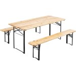 Mob event pro - set brasserie table et 2 bancs en bois 177 cm