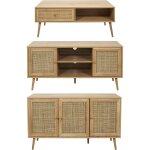 The home deco factory - set buffet 3 portes + meuble tv en bois 2 portes et table basse 1 tiroir bali ...