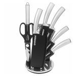 Set de couteaux avec support 8 pi�ces silver herzberg hgmsn8slv