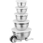 Relaxdays set de cuisine bol m�langeur 5x saladier avec couvercle en inox 18 pi�ces cuill�re doseur, ...