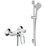 Hansgrohe set de douche mitigeur logis + douchette vernis 2 jets + barre de douche, chrome (71247000 ...