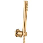 Set de douche avec prise d'eau et douchette en mtal couleur or brillant zdup094hg or