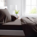Set de draps en microfibre douce marron solide double 2 carr sans repassage