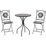 Beliani - set de jardin bistrot en m�tal noir table et 2 chaises motif en etoile mosa�que noir cariati ...