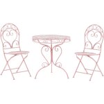 Set de jardin de type bistrot table et 2 chaises en mtal rose avec ornaments dcoratifs pour terrasse ...