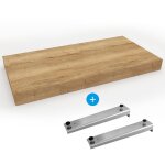 Egger - set naturel plan vasque 100x8x50 cm + 2 supports pour plan vasque dolce 39, 5 cm, imitation chne ...