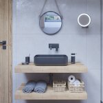 Set naturel plan vasque 120x8x50 cm + 2 fixations pour plan vasque 39, 5 cm, imitation chne halifax ...