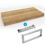 Egger - set naturel plan vasque 120x8x50 cm + fixation 39, 5 cm + fixation porte serviette 45 cm, brun ...