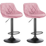 Set of 2 tabouret de bar contemporain hauteur rglable, chaises de cuisine en velours, pieds en mtal, ...