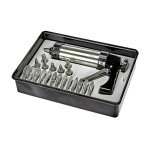 Set de pistolets � p�tisserie, contient 13 disques et 8 douilles de motifs diff�rents, en acier inoxydable ...