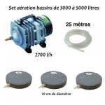 Le poisson qui jardine - set a�rateur bassin de jardin de 3000 � 5000 l. pompe � air bassin + 3 bulleurs ...