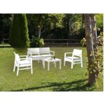 Dmora - set salon d'ext�rieur dauter, salon de jardin compos� de 2 fauteuils, 1 canap� et 1 table basse, ...