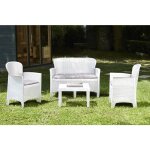 Dmora - set salon d'ext�rieur dlinett, salon de jardin compos� de 2 fauteuils, 1 canap� et 1 table basse, ...