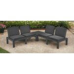 Dmora - set salon d'ext�rieur dmur, salon de jardin avec 4 si�ges avec dossier et 1 module multifonction, ...