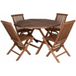 Dmora - set table et 4 chaises en bois de teck avec table octogonale, avec emballage renforcé Dmora - set table et 4 chaises en bois de teck avec table octogonale, avec emballage renforcé