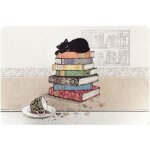 Set de table beige chat sur pile de livres 43 cm Set de table beige chat sur pile de livres 43 cm
