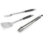 Set d'ustensiles de barbecue inox 44cm avec poign�e silicone barbecook