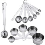 Set d'ustensiles de mesure en acier inoxydable 13 pi�ces avec r�gle de mesure, 5 tasses � mesurer, 6 ...