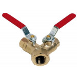 Sferaco - vanne � sph�re laiton trois voies en y - pn16 - poign�e plate - femelle 1 / 2' (15 / 21) sortie ...