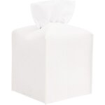 Shining house - 1 bo�te � mouchoirs blanche carr�e en cuir synth�tique pour salle de bain, table de chevet, ...