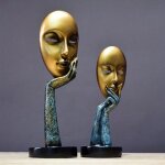 Shining house - lot de 2 statues modernes humain abstraite dame visage sculpture en r�sine artisanat ...