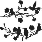 Lot de 2pcs décoration murale en métal oiseaux sur branche de fleurs, tenture murale décor silhouette ... Lot de 2pcs décoration murale en métal oiseaux sur branche de fleurs, tenture murale décor silhouette ...