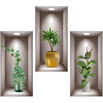 Shining house - 3 pi�ces stickers muraux vase autocollant mural vase 3d sticker muraux 3d plante autocollant ...