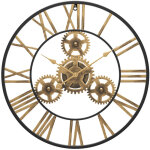 Shining house - 50 cm noire industrielle bois vintage pendule murale steampunk chiffres romains pour ...