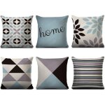 Shining house - lot de 6 housses de coussin dcoratives en lin - 40 x 40 cm - motif gomtrique - pour ...