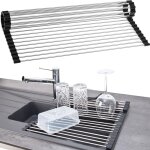 Shining house - egouttoir vaisselle pliable inox plastique noir 37cm, egoutoire rangement cuisine porte ...