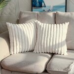 Shining house - housse de coussin lot de 2 housses de coussin d�coratives en fausse fourrure en peluche ...