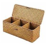 Shining house - panier de rangement avec couvercle rectangulaire coffre en osier avec compartiments organisabl ...