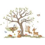 Shining house - stickers muraux animaux foret arbre autocollants muraux mural stickers enfants cerf renard ...