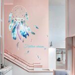 Shining house - stickers muraux attrape r�ves autocollant mural plume fleur d�coration murale salon chambre ...