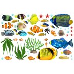 Shining house - un lot de stickers muraux poissons tropicaux stickers muraux d�cor de mur autocollant ...