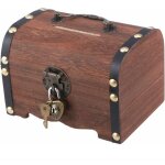 Shining house - tirelire de coffre au trsor en bois rtro, petite bote en bois antique, tirelire dcorative, ...