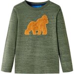 T - shirt enfants avec manches longues m�lange kaki 140 vidaxl 638758