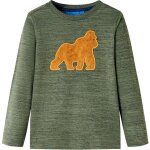 T - shirt enfants avec manches longues m�lange kaki 140 vidaxl 638758