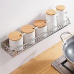 Shmshng - tag�re � �pices en m�tal gris 40 cm de long autocollante sans per�age comme armoire de cuisine ...