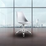 Toscohome - sige de bureau blanc  roulettes avec assise ergonomique - lc719