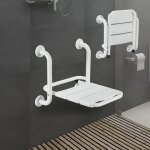 Si�ge de douche pliable mural avec accoudoirs - 120 kg - tabouret de douche pliable - chaise de douche ...