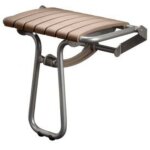 Pellet - sige de douche pmr essentiel confort assise large avec pied aluminium poxy gris lattes taupe ...