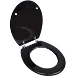 Si�ge de toilette abattant avec couvercle wc si�ge de toilette lunettes wc cuvette standard mdf noir
