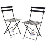 Lot de 2 chaises pliantes bistrot - 424678cm - acier - noir