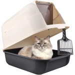 Bac  litire ferme maison de toilette litiere avec couvercle, toilettes ouvertes pour chat, capacit ...