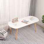 Sifree - table basse ovale table d'appoint 110x55x45cm design moderne table de salon en bois blanc
